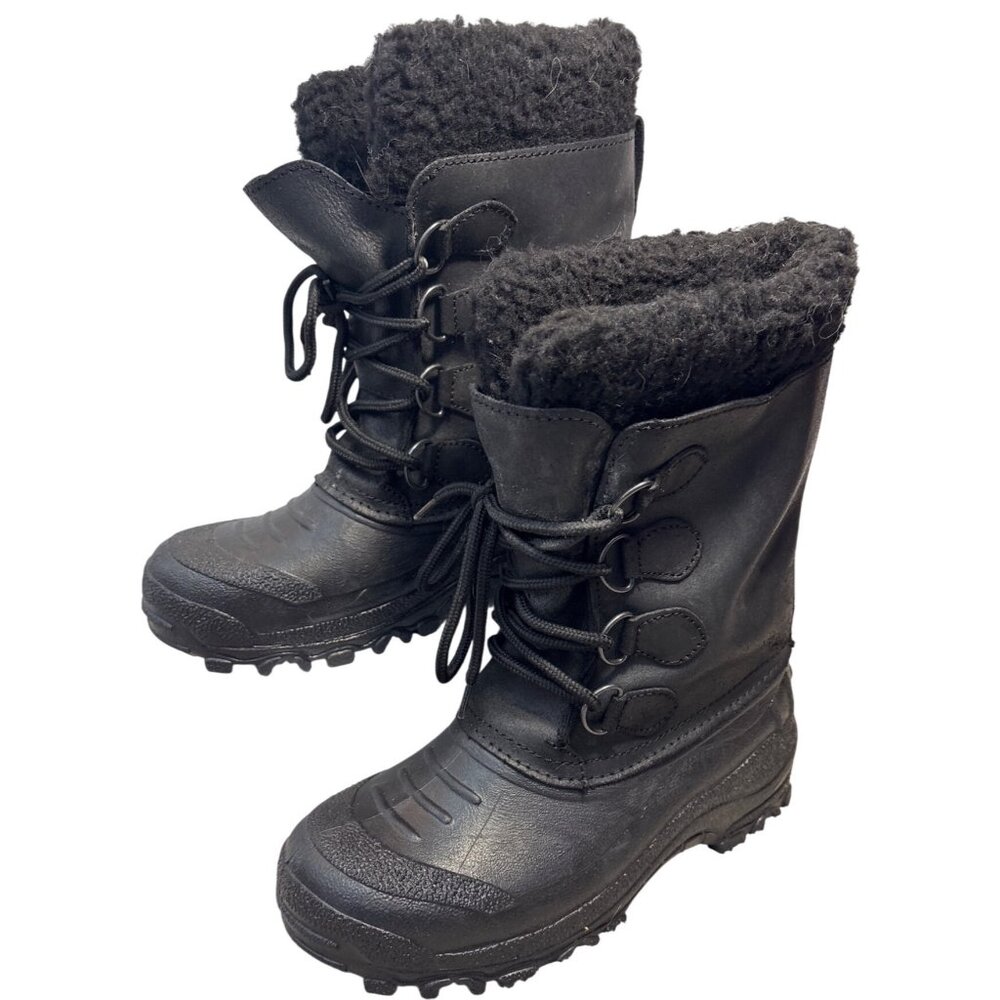 Black Waterproof Insulated Winter Boots Made in Canada With Faux Fur Lining